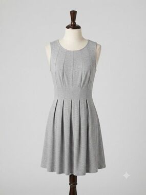 Monteau Heather Gray Pleated Sleeveless Mini Dress Medium
